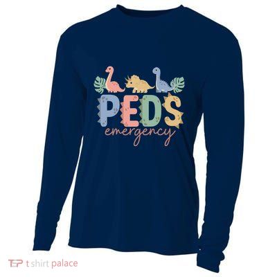 Pediatric Emergency Nurse Dinosaurs Peds Er Nurse Wo Cooling Performance Long Sleeve Crew