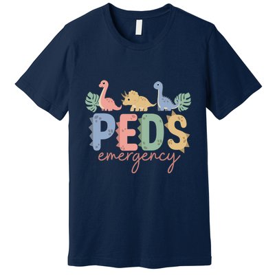 Pediatric Emergency Nurse Dinosaurs Peds Er Nurse Wo Premium T-Shirt