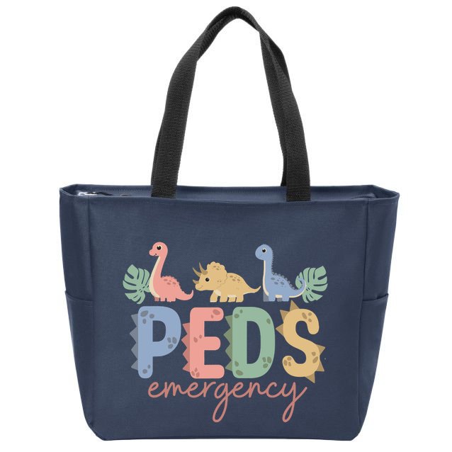 Pediatric Emergency Nurse Dinosaurs Peds Er Nurse Wo Zip Tote Bag