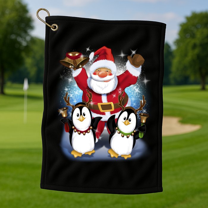 Penguin Dance With Santa Golf Towel