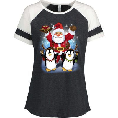 Penguin Dance With Santa Enza Ladies Jersey Colorblock Tee