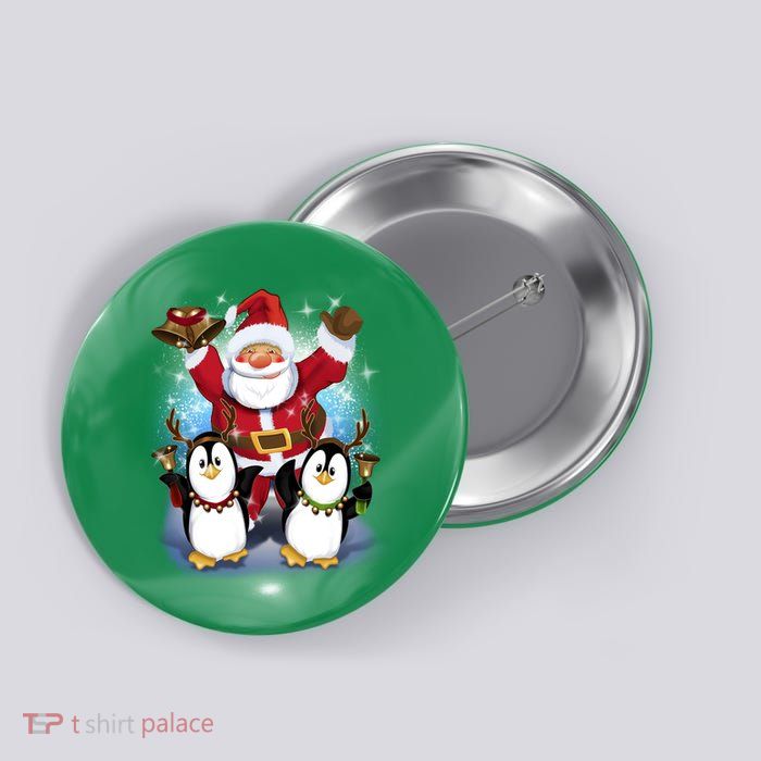 Penguin Dance With Santa Button