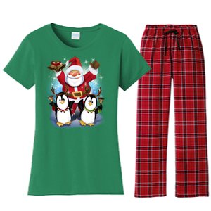 Penguin Dance With Santa Women's Flannel Pajama Set