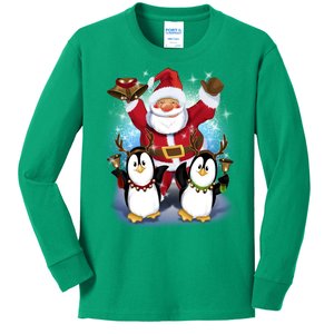 Penguin Dance With Santa Kids Long Sleeve Shirt