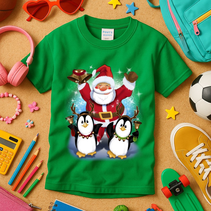 Penguin Dance With Santa Kids T-Shirt