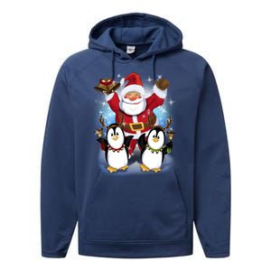 Penguin Dance With Santa Performance Fleece Hoodie