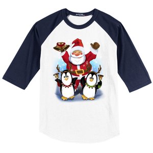 Penguin Dance With Santa Baseball Sleeve Shirt