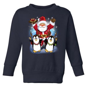 Penguin Dance With Santa Toddler Sweatshirt