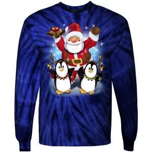 Penguin Dance With Santa Tie-Dye Long Sleeve Shirt