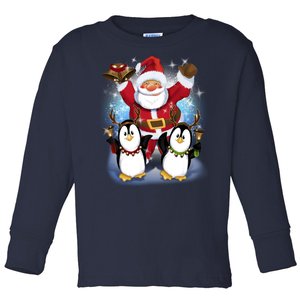 Penguin Dance With Santa Toddler Long Sleeve Shirt