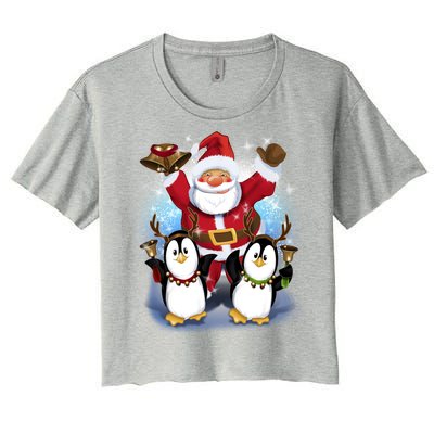 Penguin Dance With Santa Women's Crop Top Tee