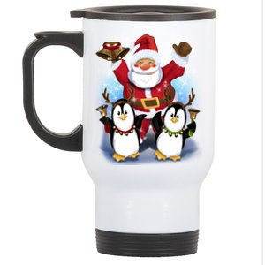 Penguin Dance With Santa Stainless Steel Travel Mug