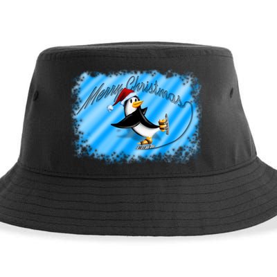 Penguin Skating Merry Christmas Sustainable Bucket Hat