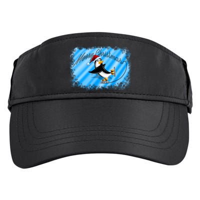 Penguin Skating Merry Christmas Adult Drive Performance Visor