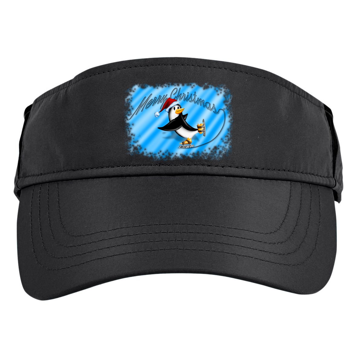 Penguin Skating Merry Christmas Adult Drive Performance Visor