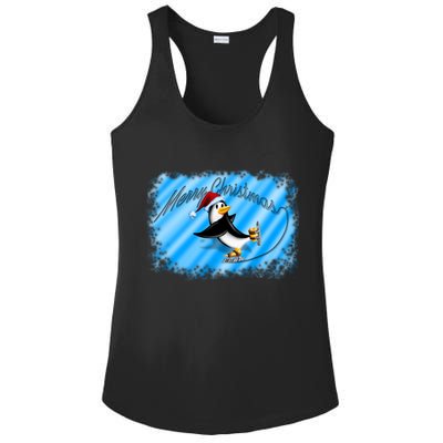 Penguin Skating Merry Christmas Ladies PosiCharge Competitor Racerback Tank