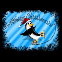 Penguin Skating Merry Christmas Cooling Performance Long Sleeve Crew