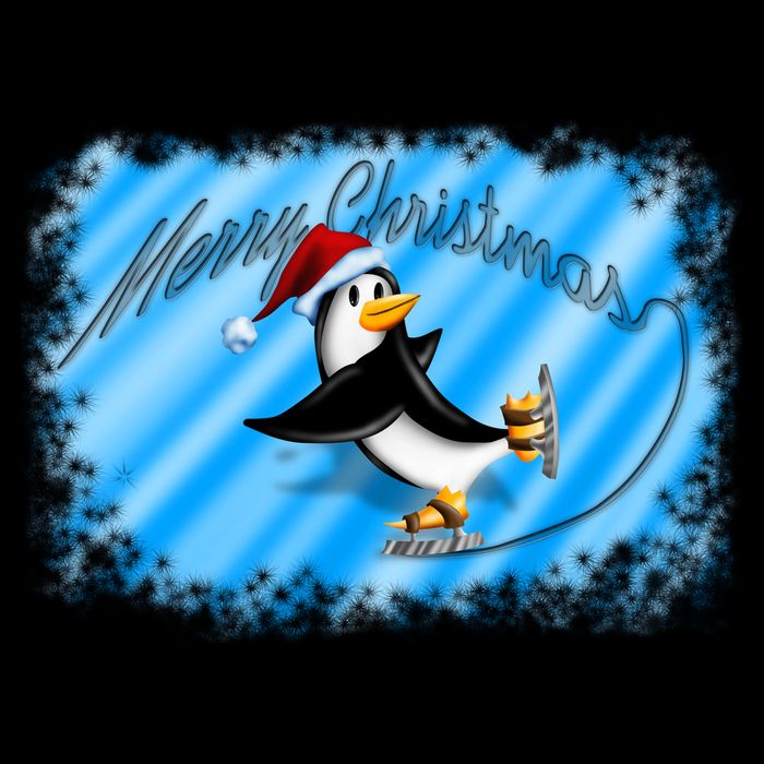 Penguin Skating Merry Christmas Cooling Performance Long Sleeve Crew