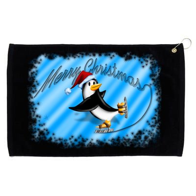 Penguin Skating Merry Christmas Grommeted Golf Towel