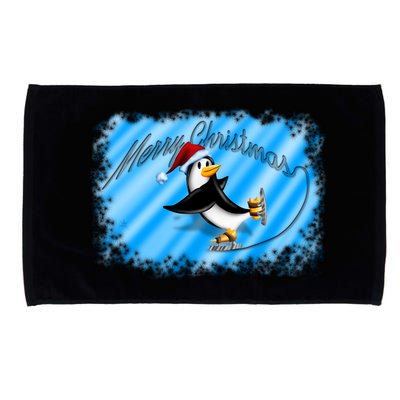 Penguin Skating Merry Christmas Microfiber Hand Towel