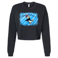 Penguin Skating Merry Christmas Cropped Pullover Crew