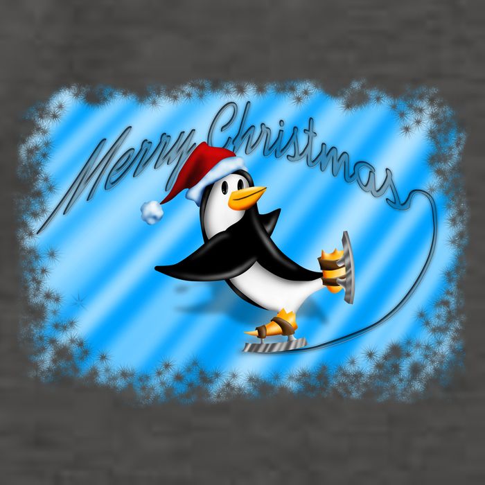 Penguin Skating Merry Christmas Vector Backpack