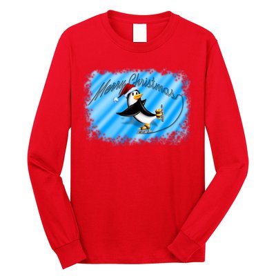 Penguin Skating Merry Christmas Long Sleeve Shirt