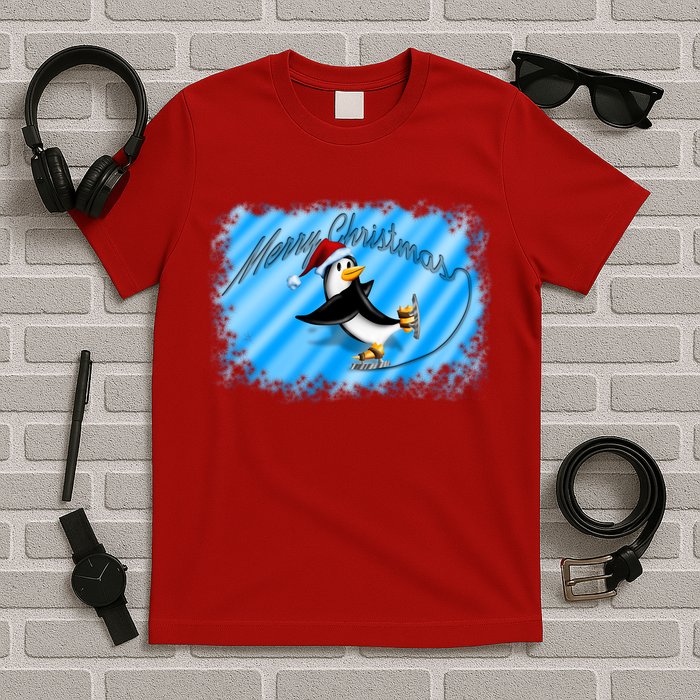 Penguin Skating Merry Christmas T-Shirt