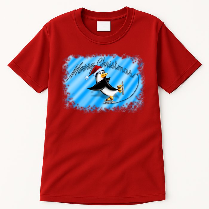 Penguin Skating Merry Christmas Tall T-Shirt