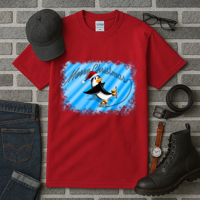 Penguin Skating Merry Christmas Tall T-Shirt