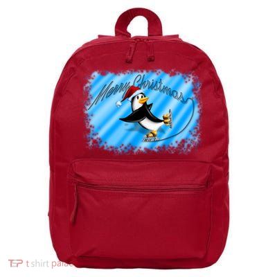 Penguin Skating Merry Christmas 16 in Basic Backpack