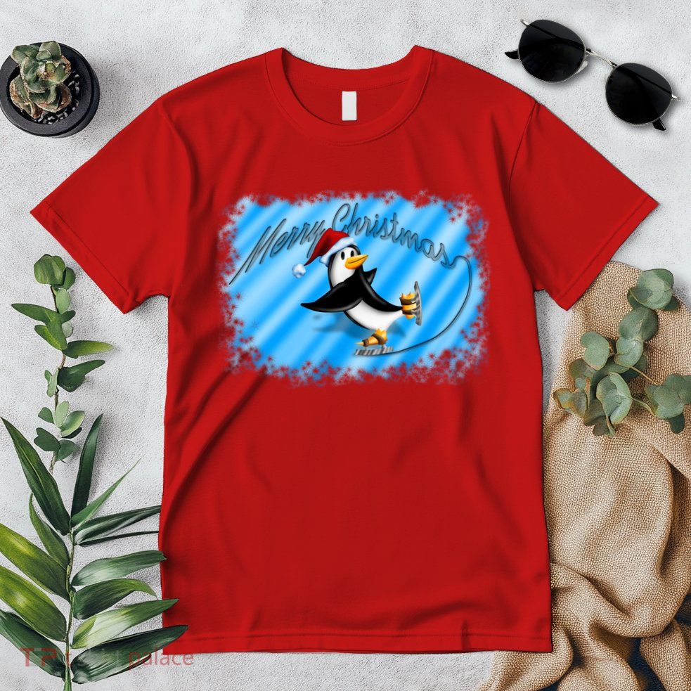 Penguin Skating Merry Christmas Premium T-Shirt