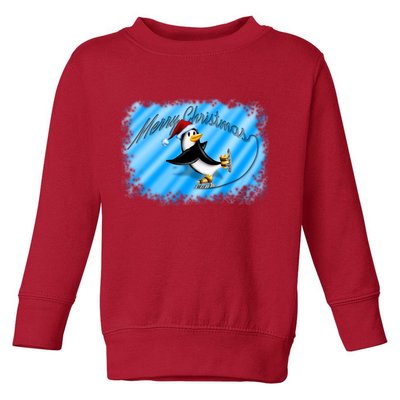 Penguin Skating Merry Christmas Toddler Sweatshirt
