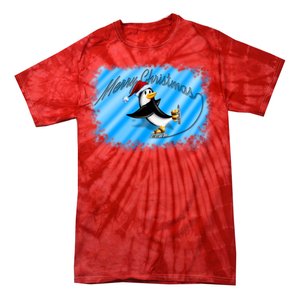 Penguin Skating Merry Christmas Tie-Dye T-Shirt