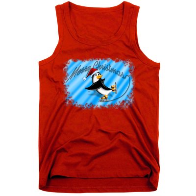 Penguin Skating Merry Christmas Tank Top