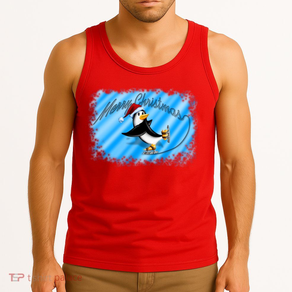 Penguin Skating Merry Christmas Tank Top