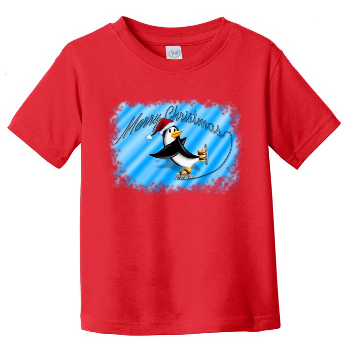 Penguin Skating Merry Christmas Toddler T-Shirt