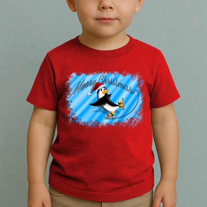 Penguin Skating Merry Christmas Toddler T-Shirt
