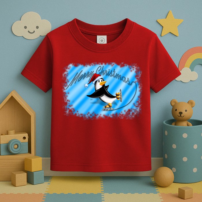 Penguin Skating Merry Christmas Toddler T-Shirt