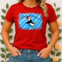 Penguin Skating Merry Christmas Womens T-Shirt