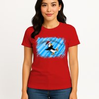 Penguin Skating Merry Christmas Womens T-Shirt