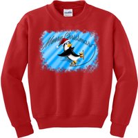 Penguin Skating Merry Christmas Kids Sweatshirt