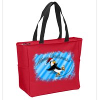 Penguin Skating Merry Christmas Zip Tote Bag