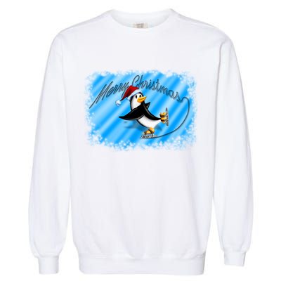 Penguin Skating Merry Christmas Garment-Dyed Sweatshirt