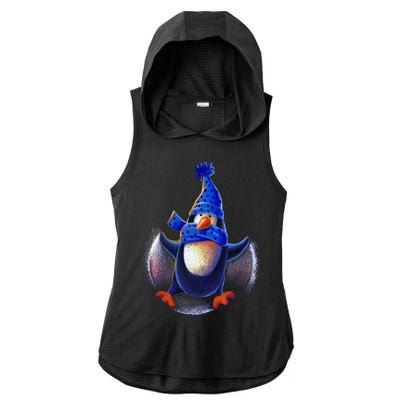 Penguin Snow Angel Ladies PosiCharge Tri-Blend Wicking Draft Hoodie Tank