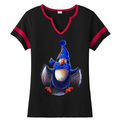 Penguin Snow Angel Ladies Halftime Notch Neck Tee