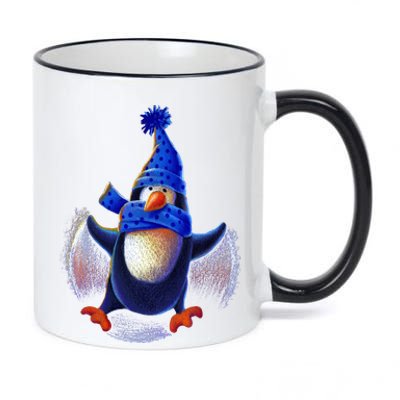 Penguin Snow Angel 11oz Black Color Changing Mug