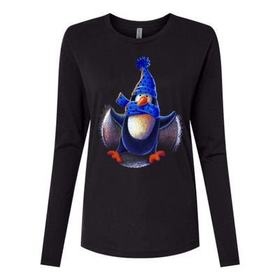 Penguin Snow Angel Womens Cotton Relaxed Long Sleeve T-Shirt