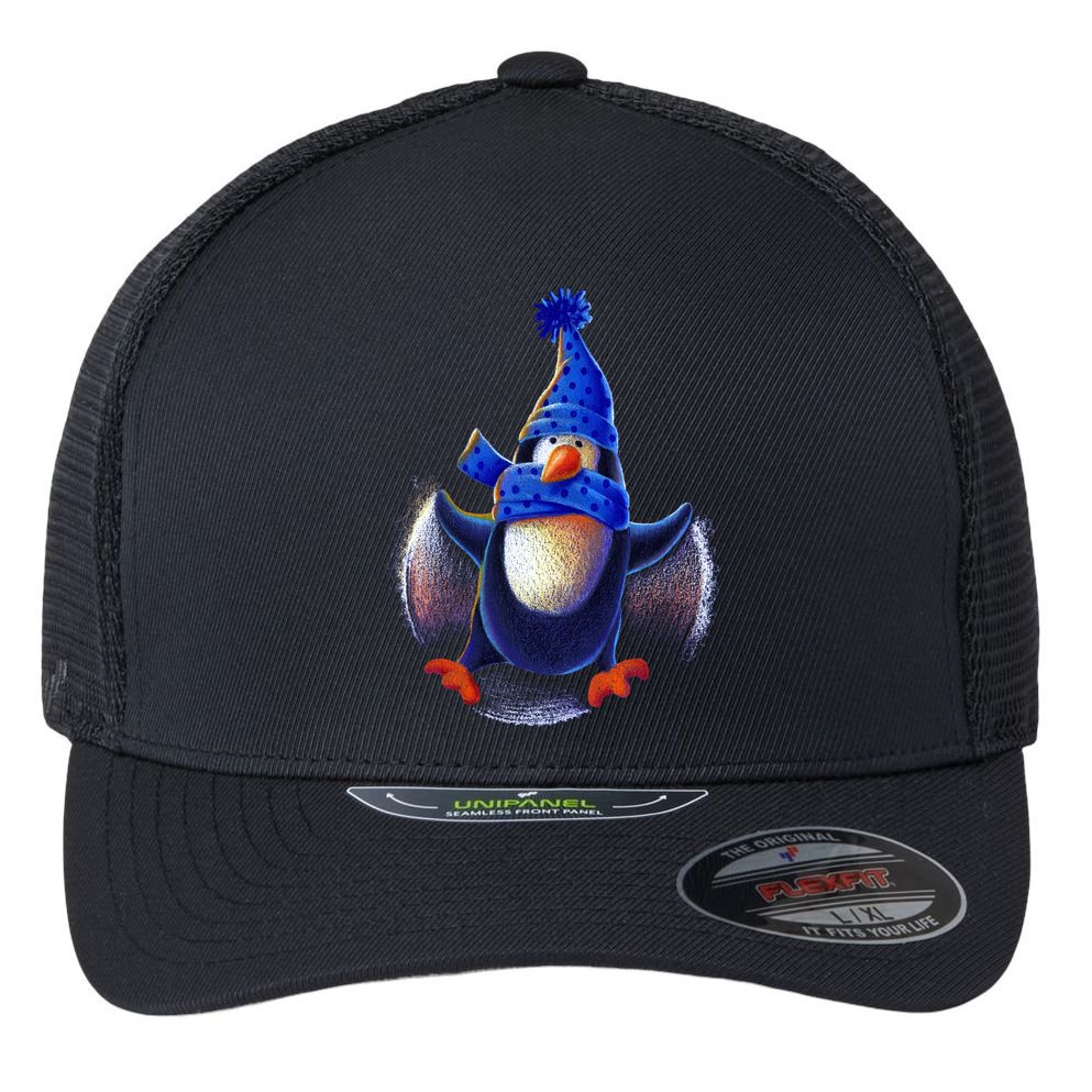 Penguin Snow Angel Flexfit Unipanel Trucker Cap