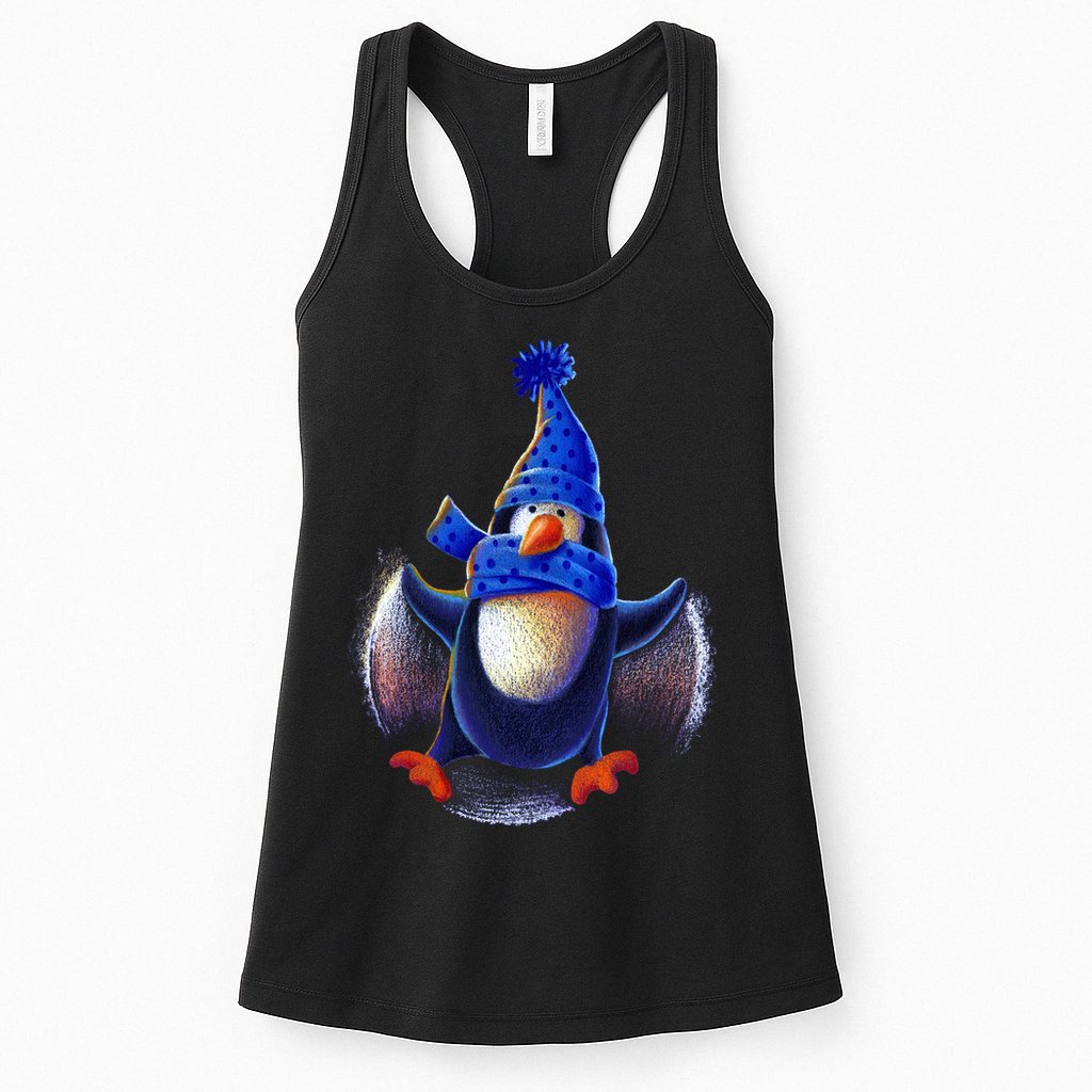 Penguin Snow Angel Womens Tank Top